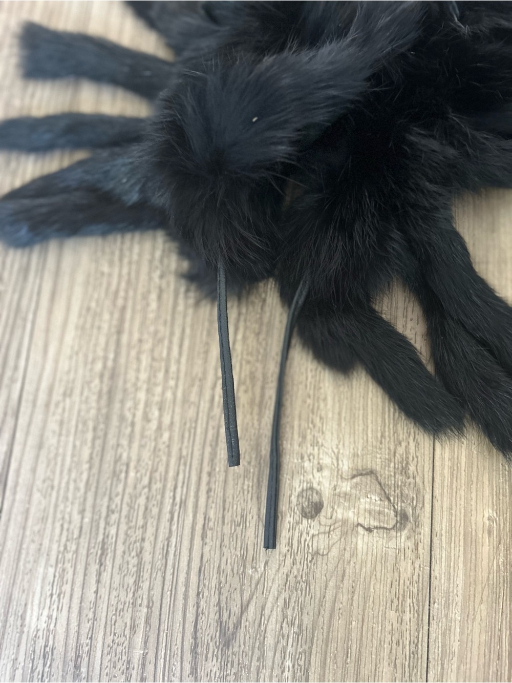 Rabbit Fur black fringe Scarf. - Picture 2 of 3